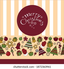 
New Year card with christmas print