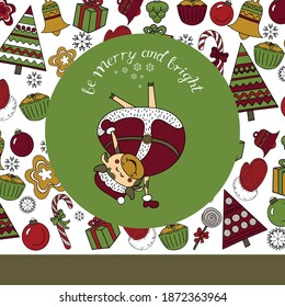 
New Year card with christmas print