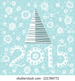 New Year card with Christmas tree. 