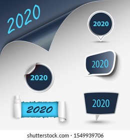 New Year card with collection design element pointers template