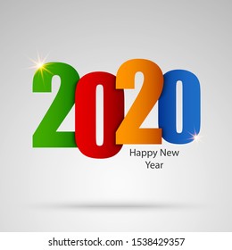 New Year card with colorful numbers on background