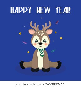 New Year card. Deer. Vector illustration
