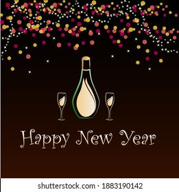 New year card design featuring Champaign  . The picture would be best used for invitation cards, greeting cards, posters, website background, brochure design.
