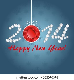 new year card with diamond