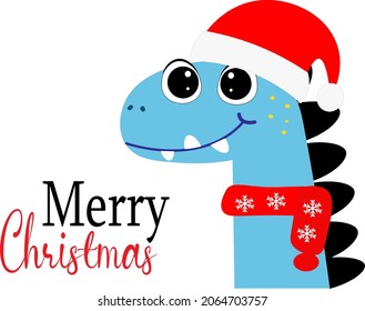 new year card with dinosaur santa