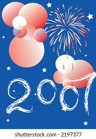 new year card with fireworks