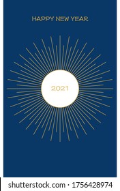 New Year card: first sunrise, yellow and dark blue design
Japanese traditional New Year greetings