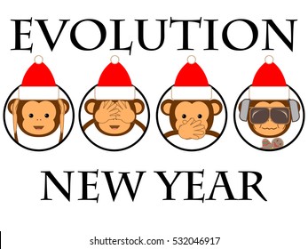 New Year card. Funny monkey.
