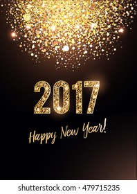 New Year card with glittering background and gold dust