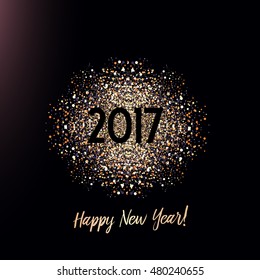New Year card with glittering background and silver dust