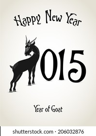 New Year card with goat representing a year of goat