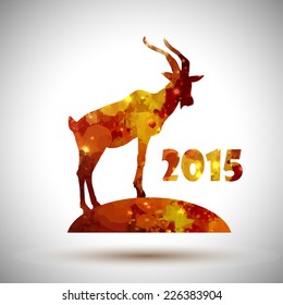 New year card with goat. vector illustration