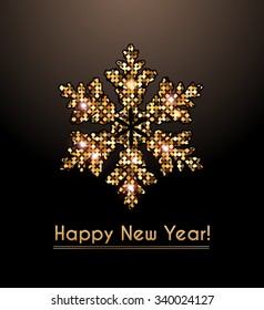 New Year card, Golden snowflake