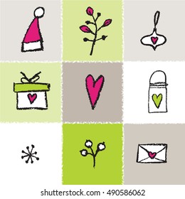 New year card. Hand drawn. Decorative background.