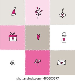 New year card. Hand drawn. Decorative background.