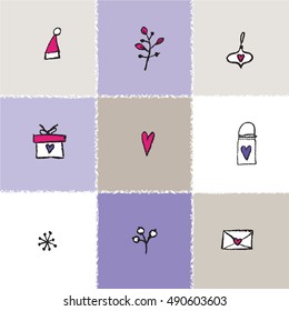 New year card. Hand drawn. Decorative background.
