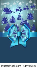 New year card for holiday design with Santa Claus in sleigh, vector