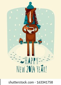 New Year card with horse