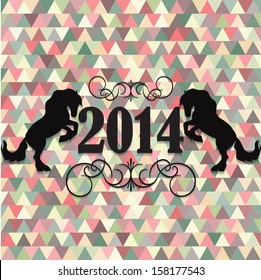 New Year card with horses