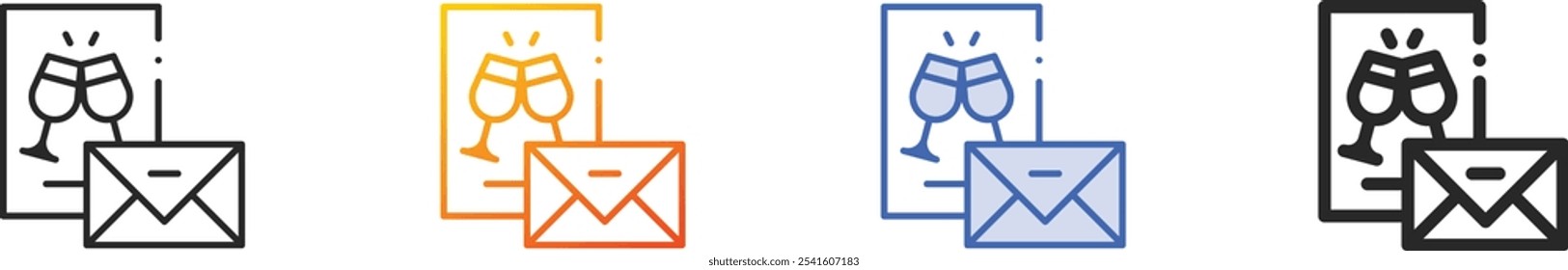 new year card icon.Thin Linear, Gradient, Blue Stroke and bold Style Design Isolated On White Background