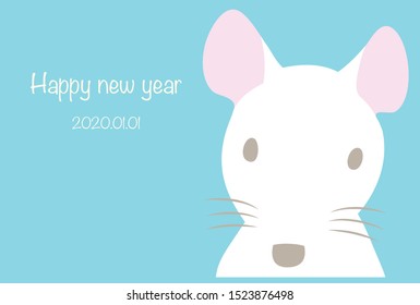 New year card illustration of mouse face.