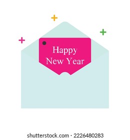 new year card invitation flat color icon