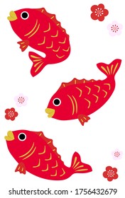 New Year card material: sea bream vector illustration
Japanese new year decoration