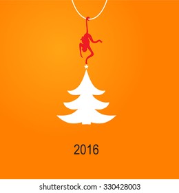 New Year card with Monkey for year 2016.