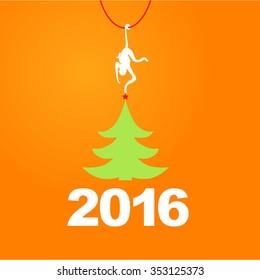 New Year card with Monkey for year 2016.