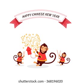 New Year card with monkey 2017