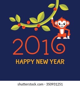 New Year card with Monkey.