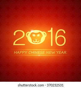 New Year card with monkey. Happy Chinese New Year 2016 !