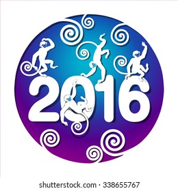 New Year card with Monkeys 