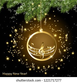 New year card with music background