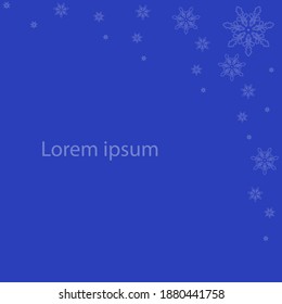 New Year card on a blue background with snowflakes and a place for an inscription