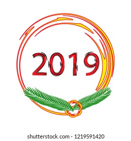 New Year card on the white background