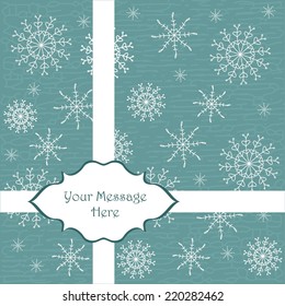 New Year Card with place for your message. Vector background with hand drawing snowflakes