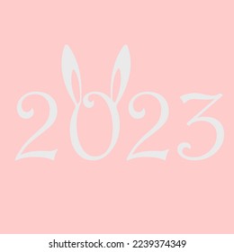 new year card with rabbit 2023, happy holiday