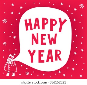 New year card with Santa