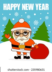 New Year card .Santa Claus with bag vector