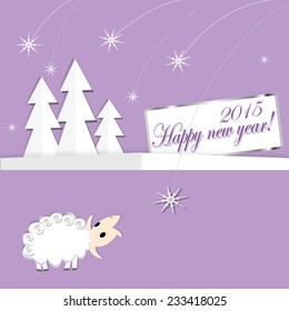  new year card with  sheep. vector illustration