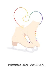 New year card skates, love new year card, Merry Christmas, postcard, rainbow, lgbt