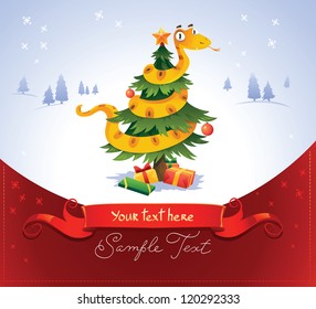 New Year card with snake.