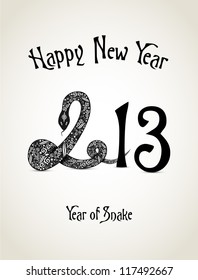 New Year card with snake representing a year of snake