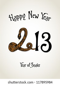 New Year card with snake representing a year of snake
