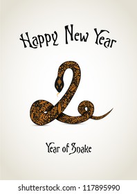 New Year card with snake representing a year of snake