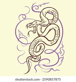 New year card with snake vector for card, decoration, illustration