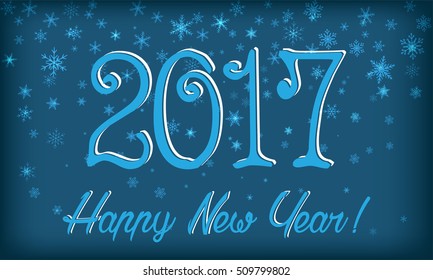 New Year card. Snowflakes, 2017. Transparency effects applied.