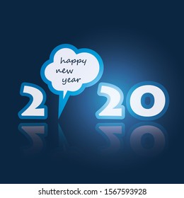 New Year Card with Speech Bubble and Happy New Year Message - 2020