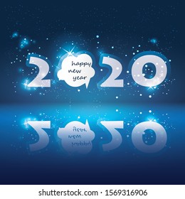 New Year Card with Speech Bubble and Happy New Year Message - 2020
